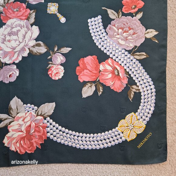 Mikimoto Silk Scarf in Perfect Condition Rare - Picture 4 of 9